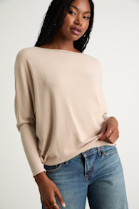 Verla Beige Dolman Sleeve Sweater Top 4