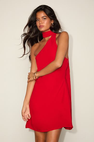 red cocktail dress MACloth Women Long Sleeves Short Mother Bride Dresses V Neck Cocktail