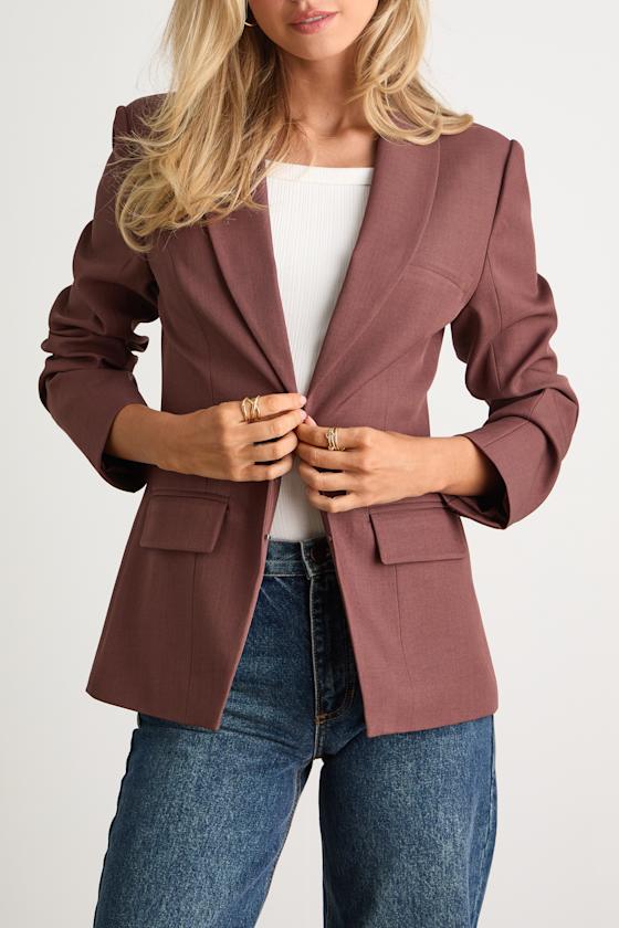 Polished Icon Brown Fitted Blazer - thumbnail 2