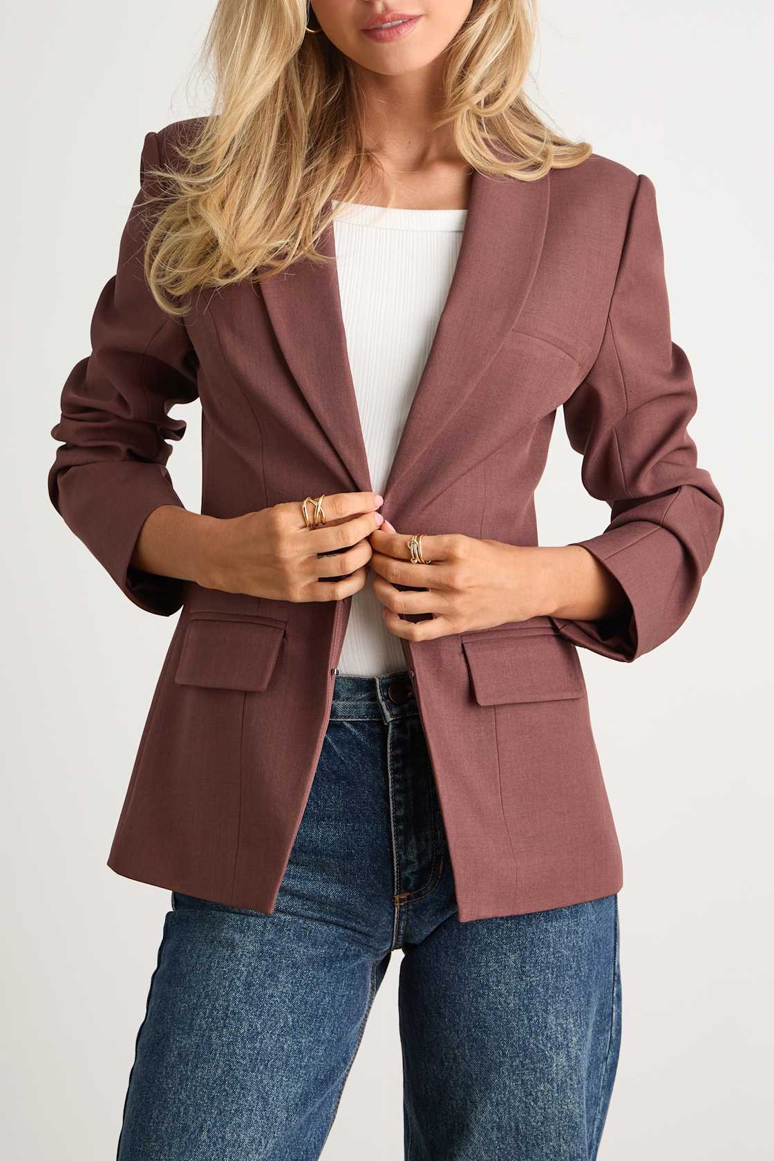 Polished Icon Brown Fitted Blazer