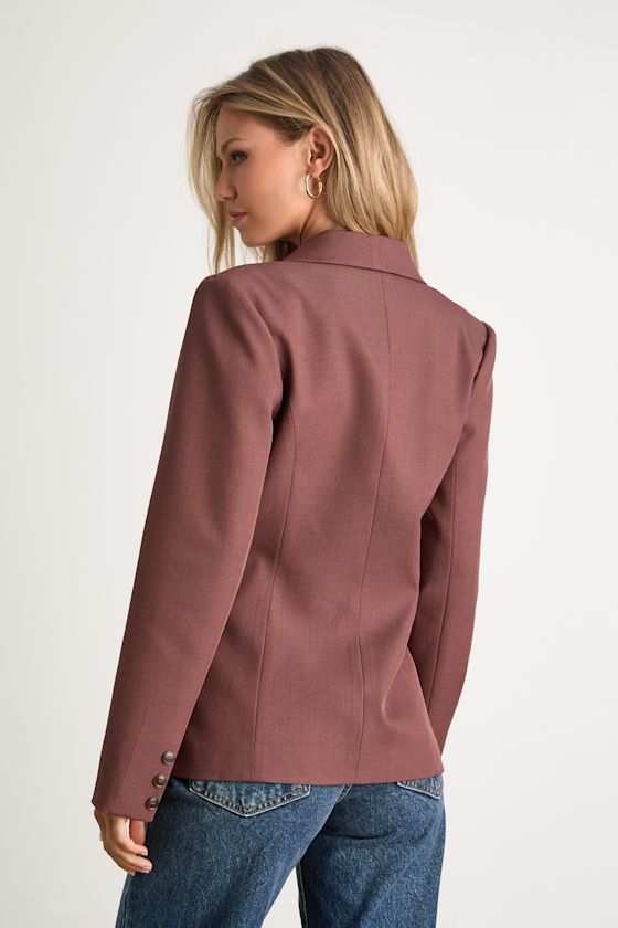Polished Icon Brown Fitted Blazer - thumbnail 4