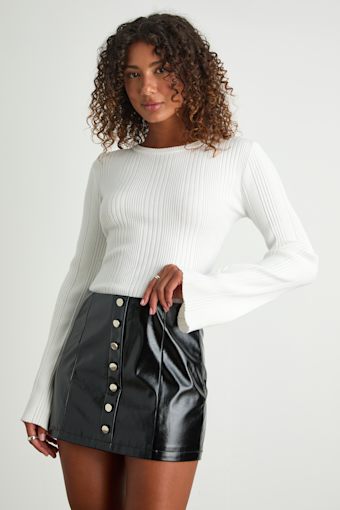 Mella Black Patent Vegan Leather Mini Skirt 1