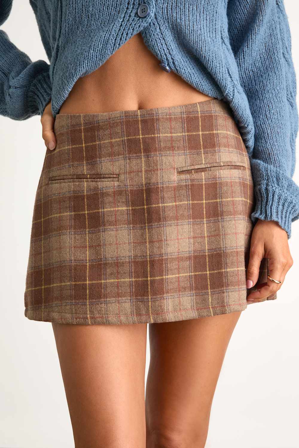 Haislyn Brown Plaid A-Line Skort