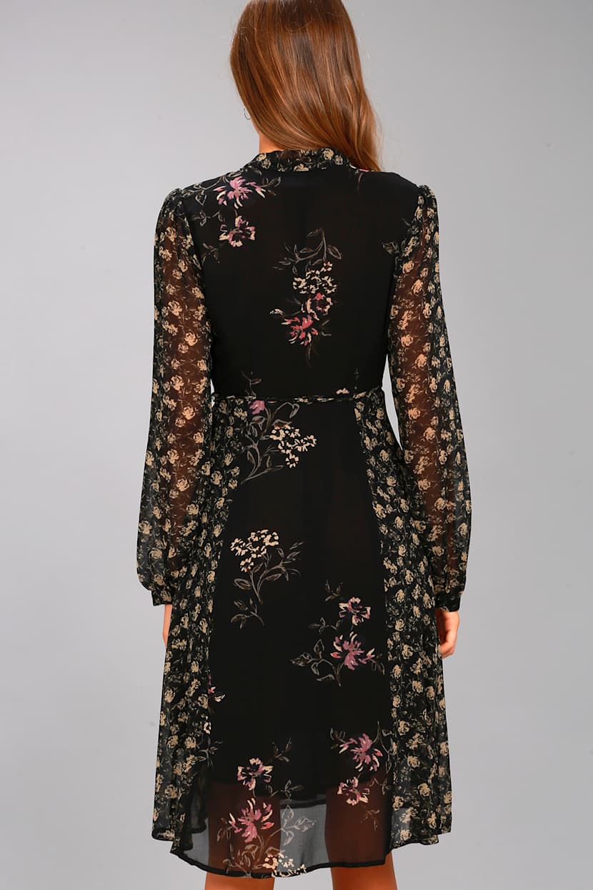 knee length dresses for ladies Revery Floral Long Sleeve Maxi Dress main image 1