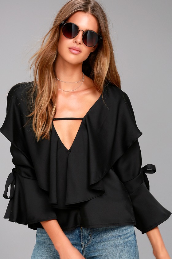 Fancy Flair Black Long Sleeve Top