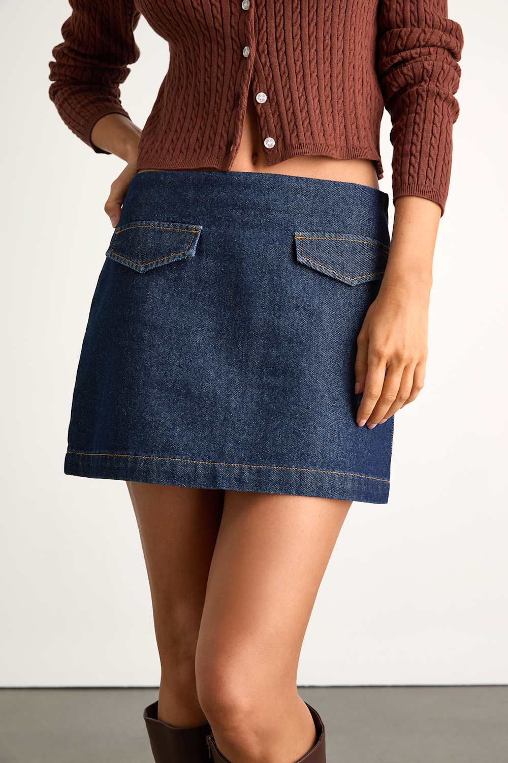 Kadia Dark Wash Denim Mid-Rise Mini Skirt