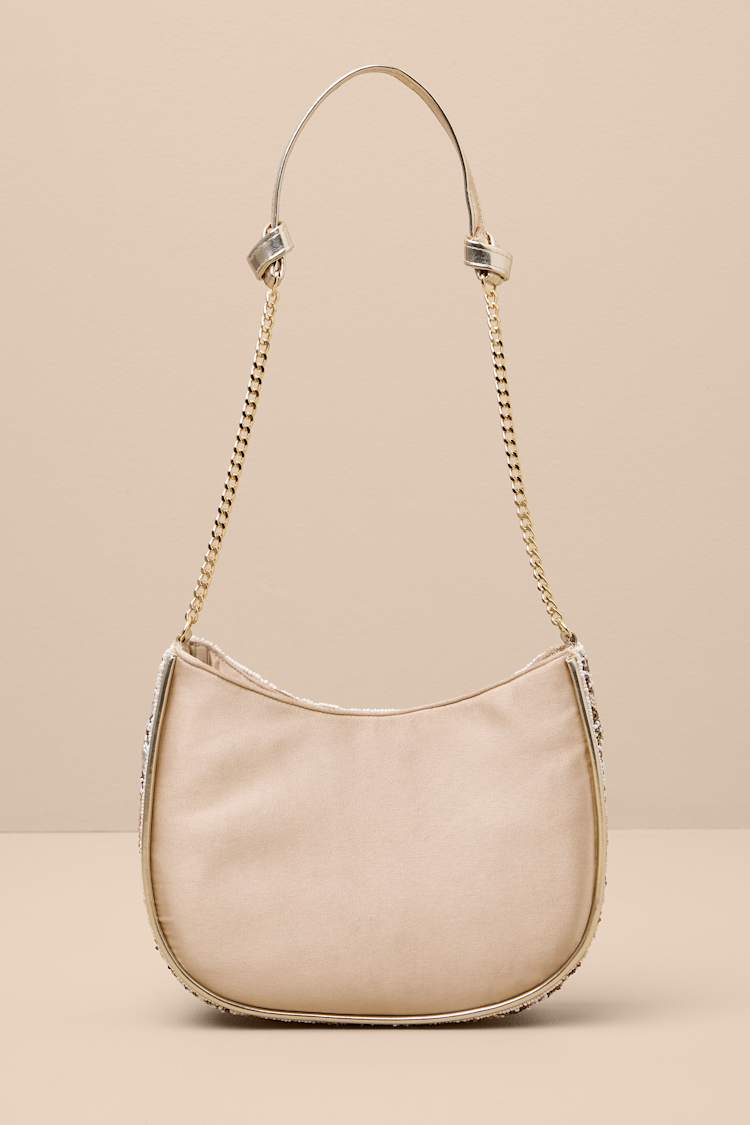 Danessa Champagne Multi Beaded Sequin Shoulder Bag