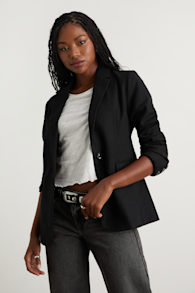 Sophisticated Chic Black Tweed Blazer 1