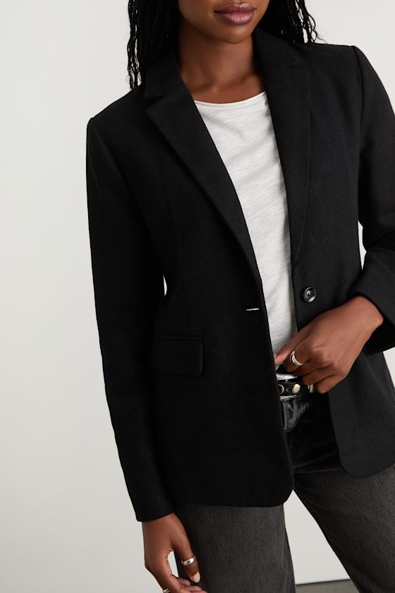Sophisticated Chic Black Tweed Blazer 2