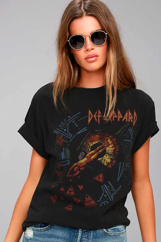 Junk Food Def Leppard Hysteria Washed Black Tee 2