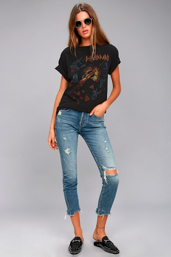 Junk Food Def Leppard Hysteria Washed Black Tee 1