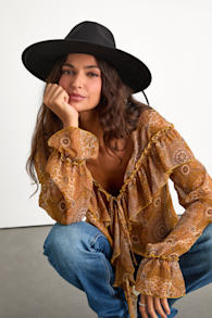 Lexie Black Felt Fedora Hat 1