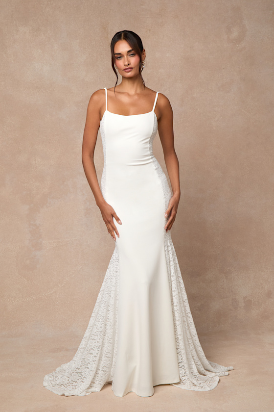 Lilabeth White Lace Mermaid Maxi Dress