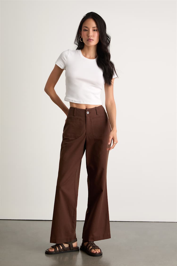 toffee brown dress bluebird Women's Dark Brown Casual Bell Bottom Trouser main image 1