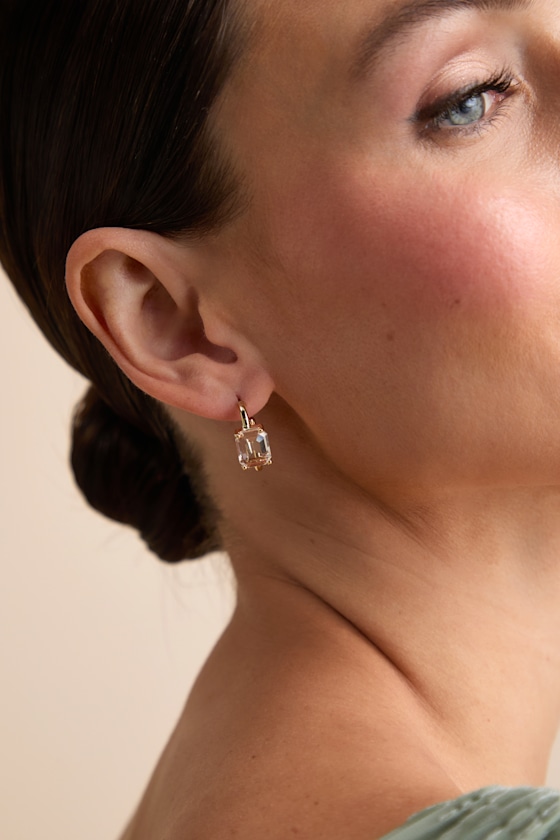 Clarise Gold Rhinestone Huggie Hoop Earrings 1