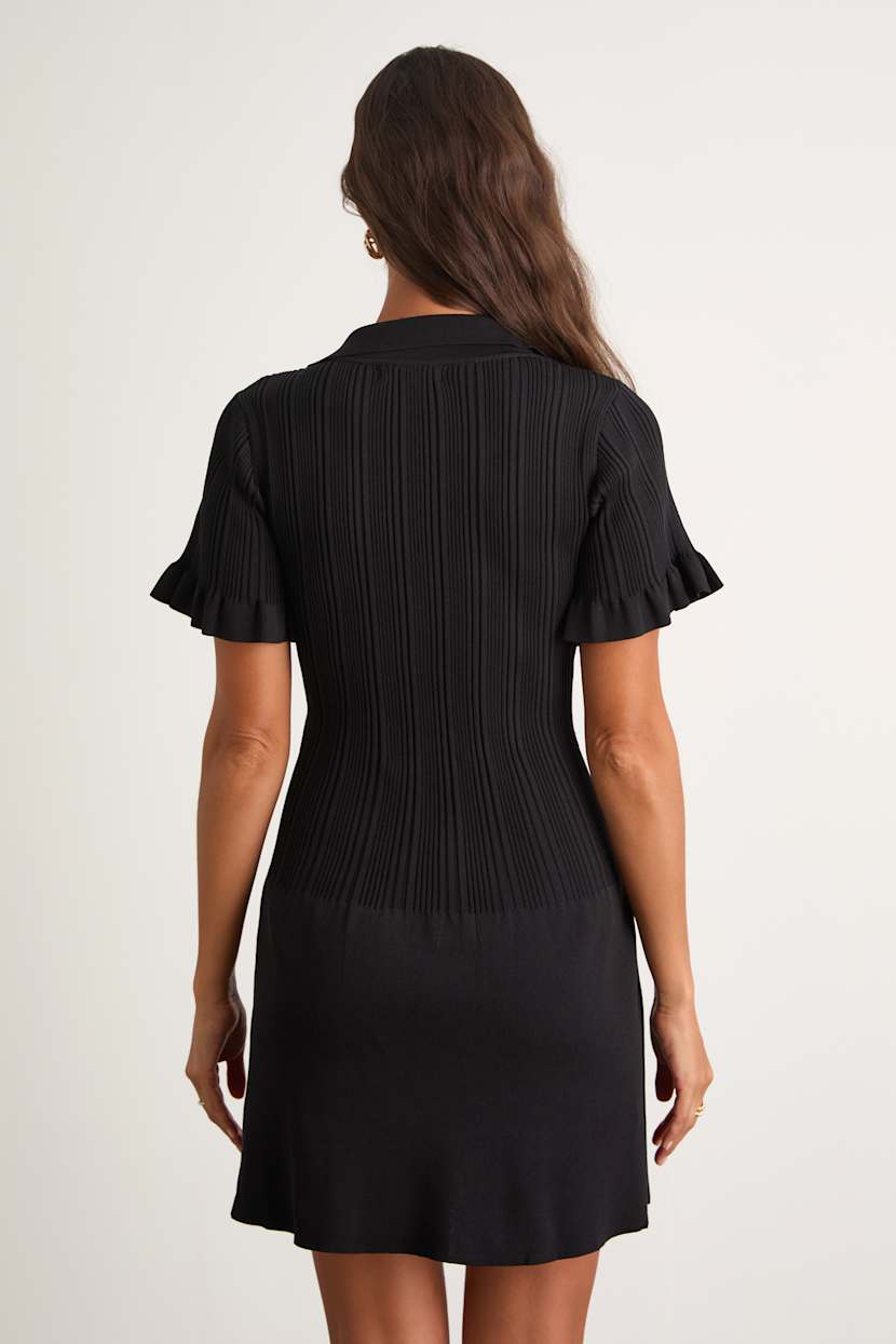 black collared skater dress Mrs. Adams Collared Skater Dress M: 6-8 / Black at Rebdolls