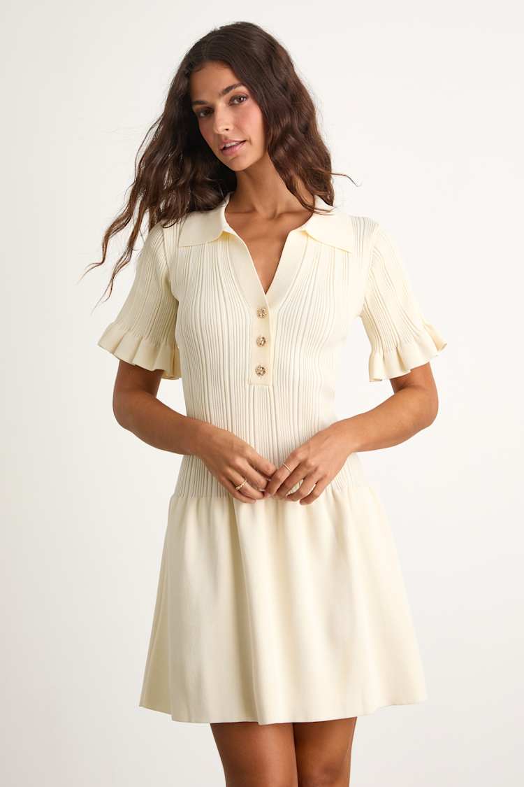 polo knit dress French Stripe Knit Maren Polo Dress main image 1