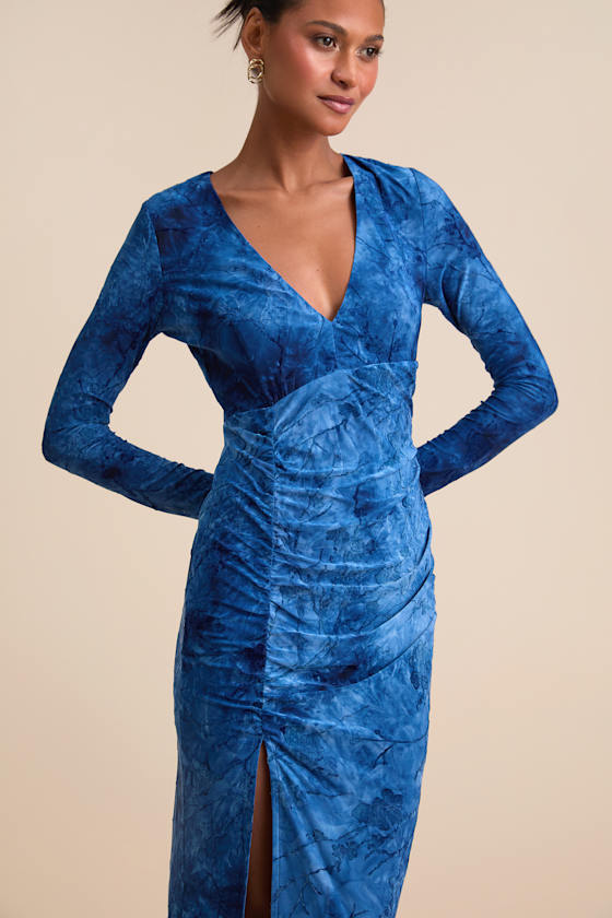Dynamic Sensation Blue Floral Velvet Burnout Maxi Dress 2