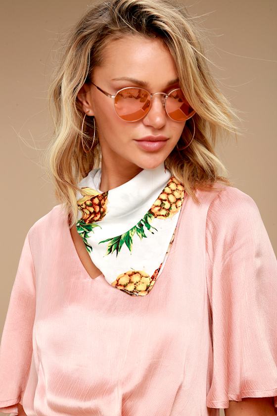 Tropical Punch White Pineapple Print Bandana 1