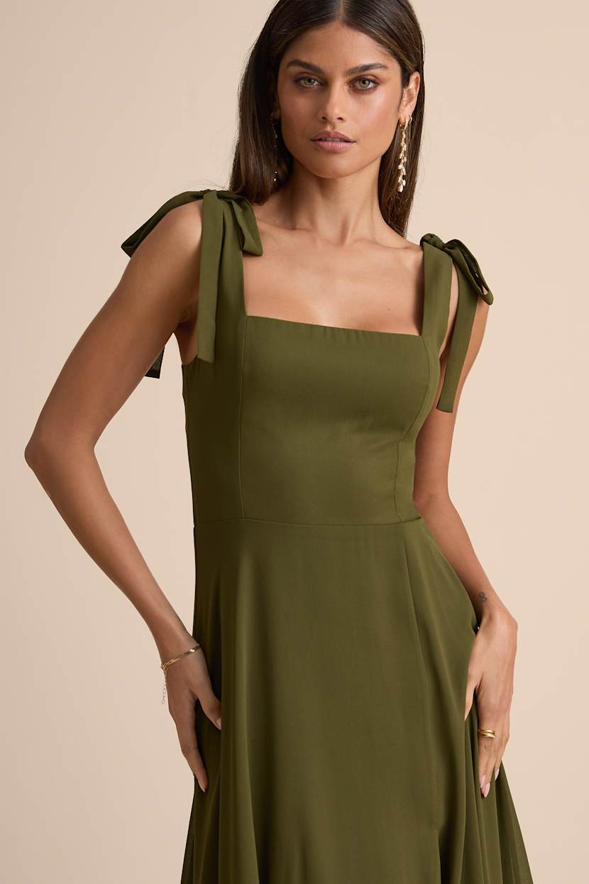 strapless open back dress Apple Cider Maxi Dress Olive main image 1