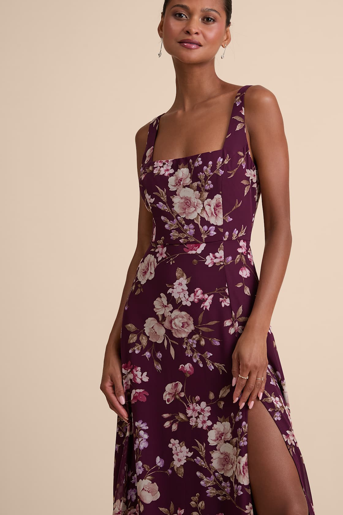 Remarkable Arrival Plum Purple Floral Sleeveless Maxi Dress