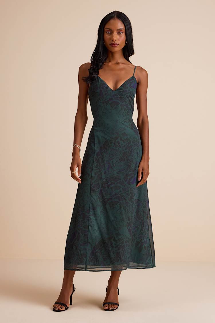 white christmas dresses 2Pcs Green Snake Print Maxi Dress Set main image 1