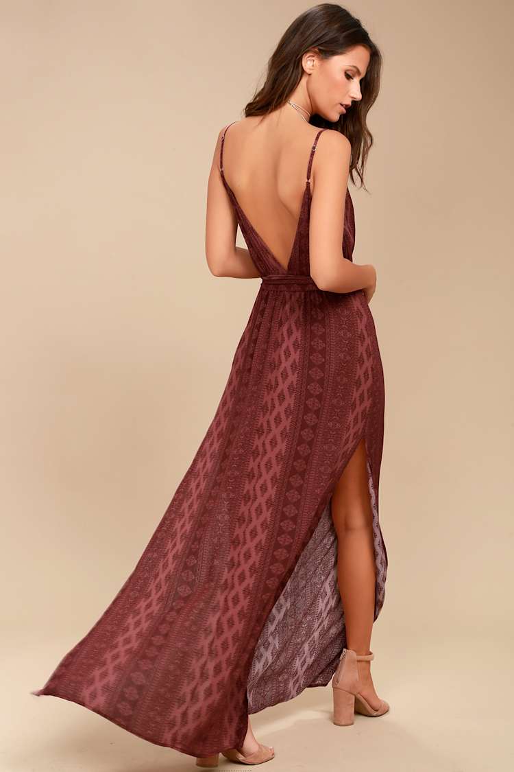 Boho Maxi Dress - Open-Back Dress - Burgundy Dress - Lulus Boho Maxi Dress - Open-Back Dress - Burgundy Dress - Lulus