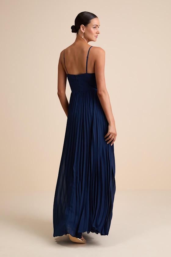 極美品✨ フォクシー ELEGANT PLEATS DRESS ネイビー 近年 Navy Pleated Dress - Bustier Maxi Dress - Pleated Maxi Dress - Lulus