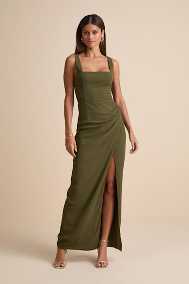 strapless open back dress LINEN COTTON | GREEN | SLEEVELESS | BUTTONED | MINI DRESS | COLLARED NECK |  SUMMER main image 1