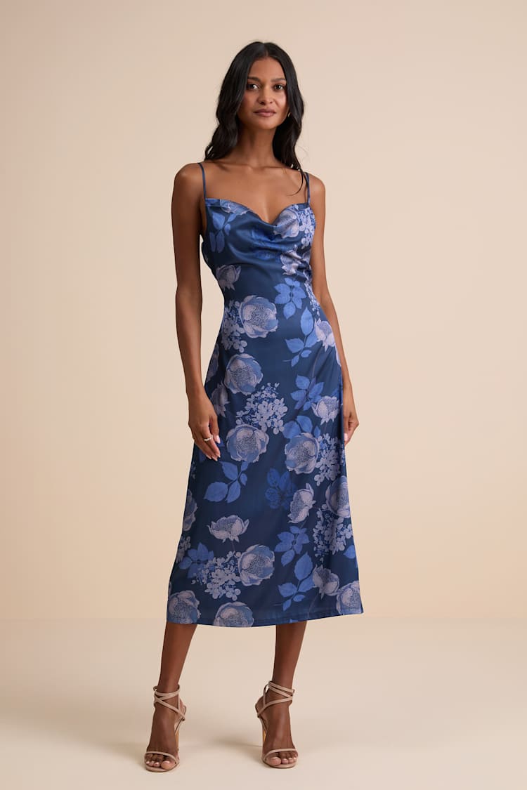 knee length dresses for ladies Pastel Floral Midi Dress – Showroom56