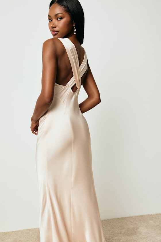 Ellena Blush Satin Slip Midi Dress 3
