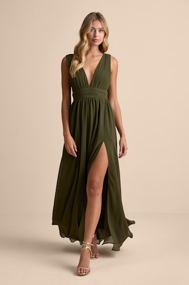 Green Dress Lulus Heavenly Olive Green Maxi Dress Sleeveless Dress