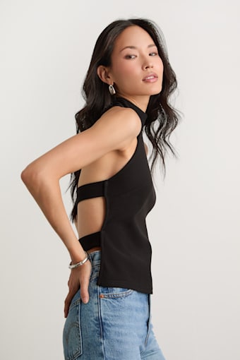 Ilenia Black Strappy Halter Top 1