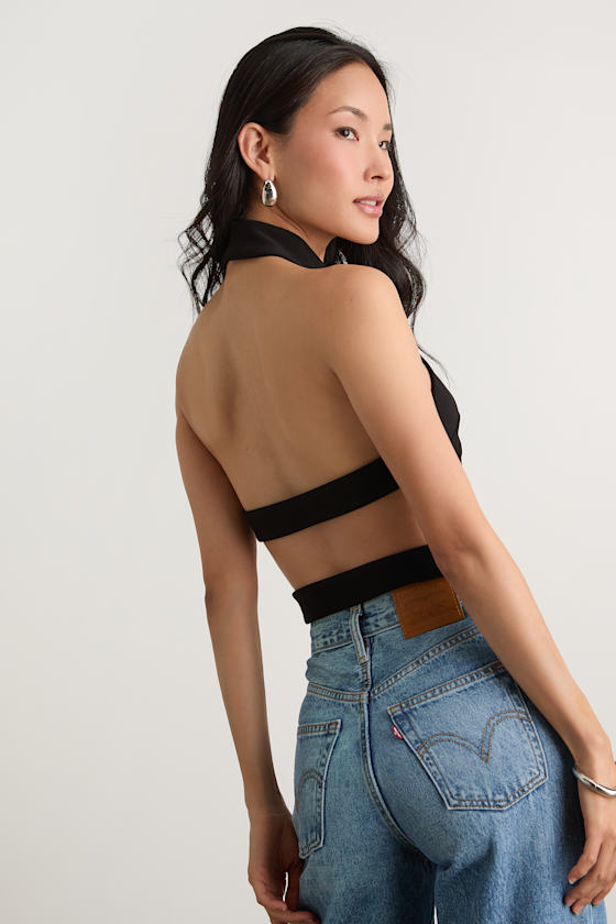 Ilenia Black Strappy Halter Top 2