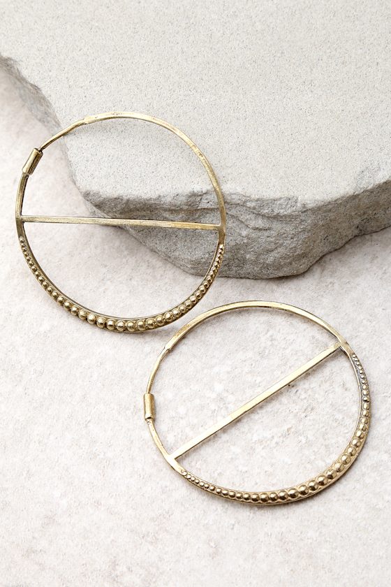 Roll On Gold Engraved Hoop Earrings 1