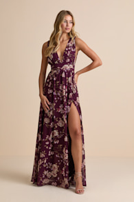 Heavenly Hues Plum Floral Maxi Dress 1