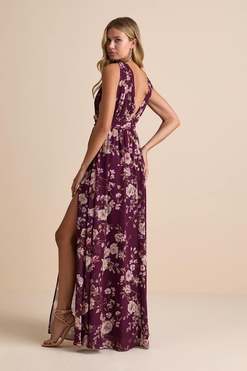 Heavenly Hues Plum Floral Maxi Dress