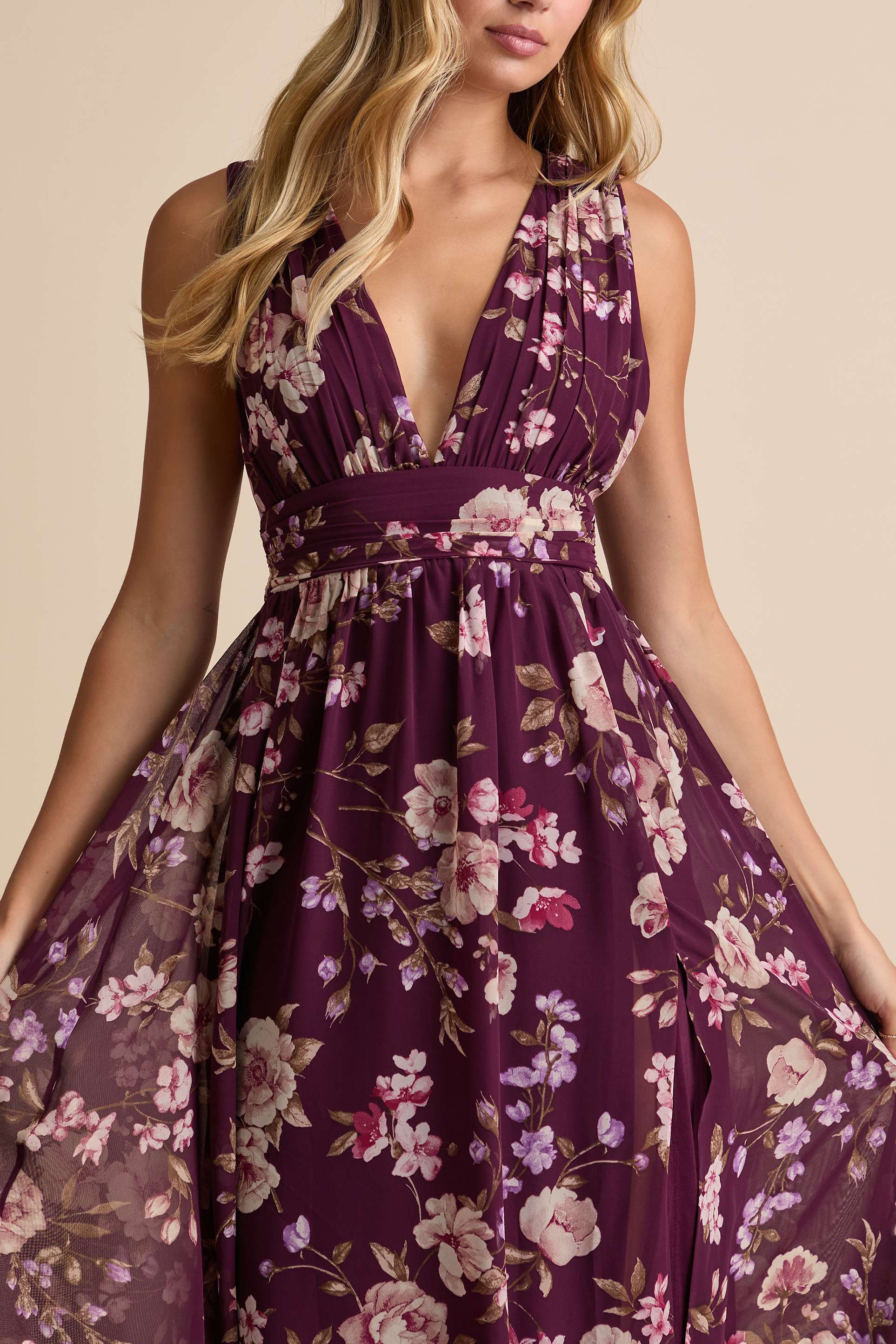 Heavenly Hues Plum Floral Maxi Dress