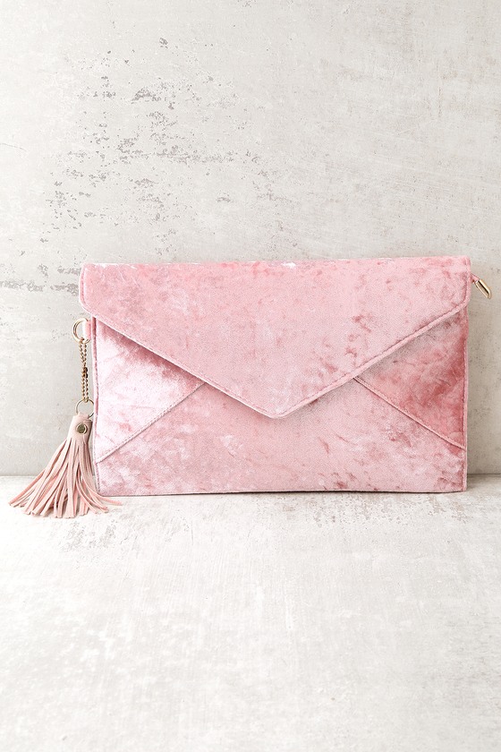 pink velvet clutch