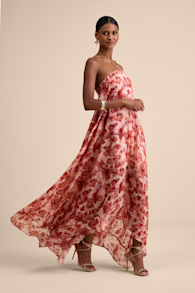 Dezzi Blush Multi Floral Halter Shift Maxi Dress 1