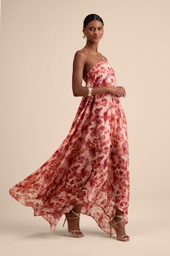 Dezzi Blush Multi Floral Halter Shift Maxi Dress 1