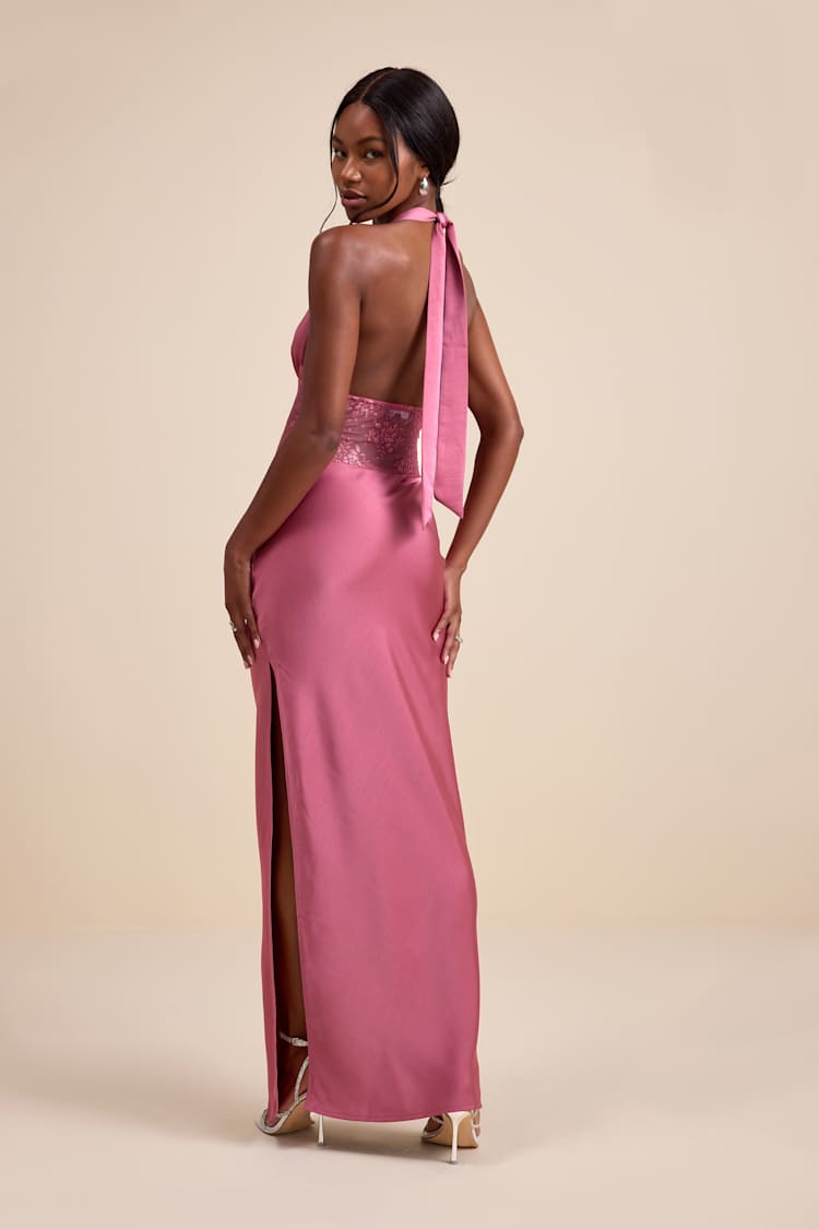 halter neck satin dress Cross Bodycon Maxi Elegant Evening Gown With low back detail and cinched waist to create an hourglass shape.They will look and feel incredible CH079