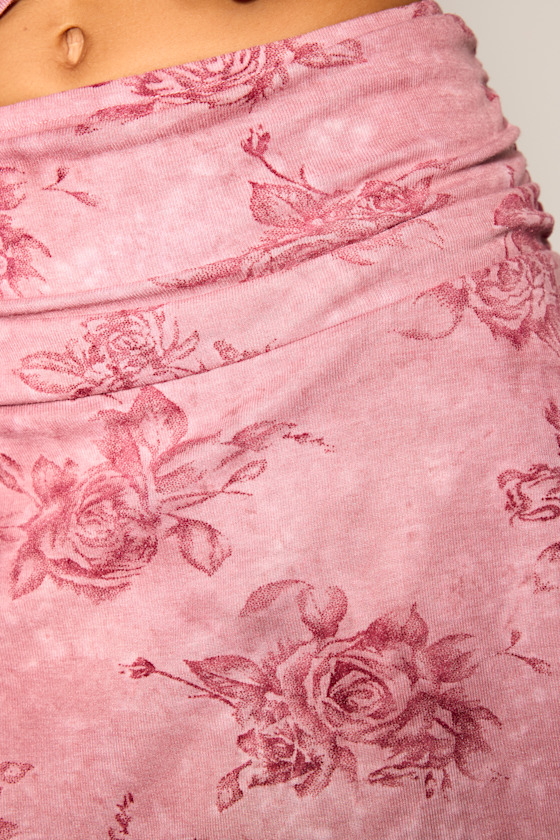 Brianny Pink Rose Print Mini Skirt - thumbnail 5