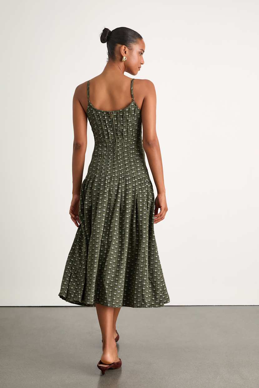 caruso midi dress green HOUSE OF CB Caruso Small Midi Bandage Dress Olive Green NWOT