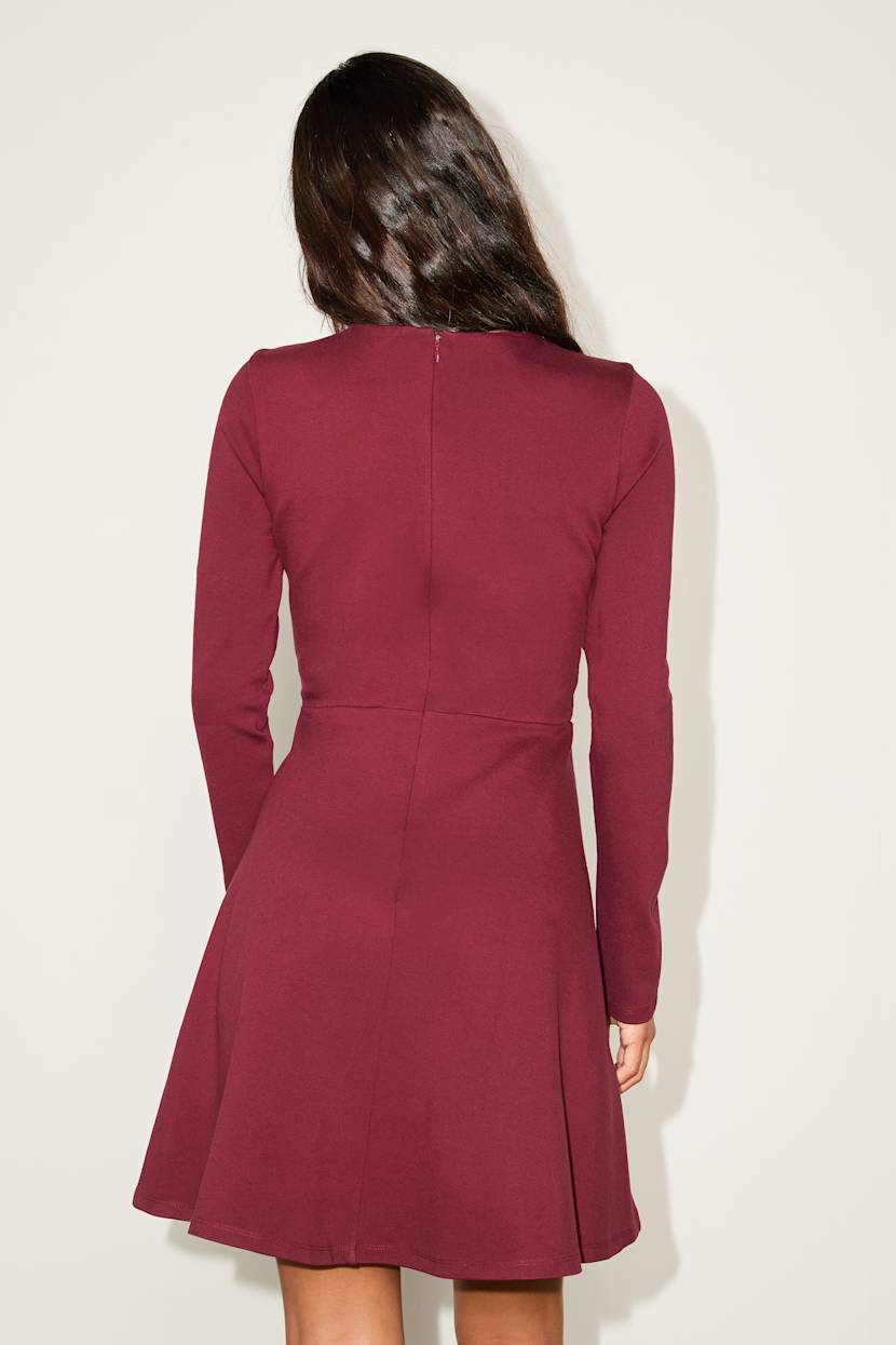 forever chic red long sleeve dress Delia Lace Long Sleeve Mini Dress - Red