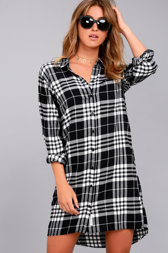 Cheap Monday Anti Flannel - Black Plaid Dress - Shirt Dress - Lulus