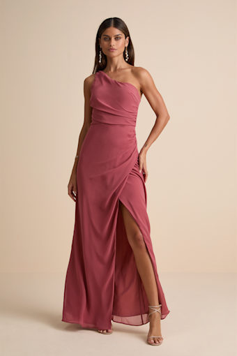 Adeline Rusty Rose One-Shoulder Scarf Maxi Dress 1