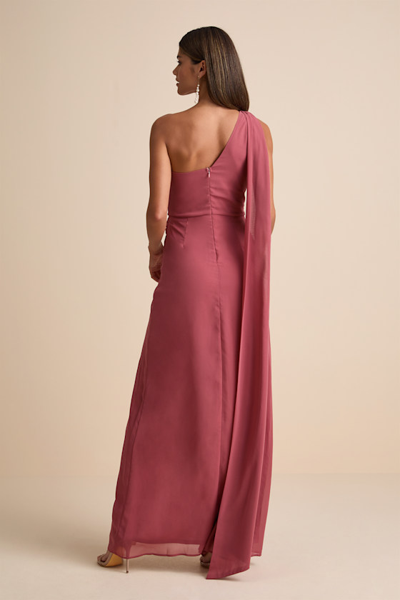 Rusty Rose Maxi Dress - Scarf Sash Maxi Dress - Column Maxi Dress