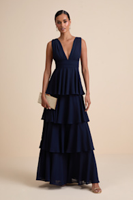 Amazing Evening Navy Blue Tiered Maxi Dress 1