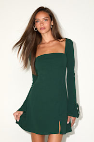 Adored Treatment Emerald Long Sleeve Tie Cuff Mini Dress 1